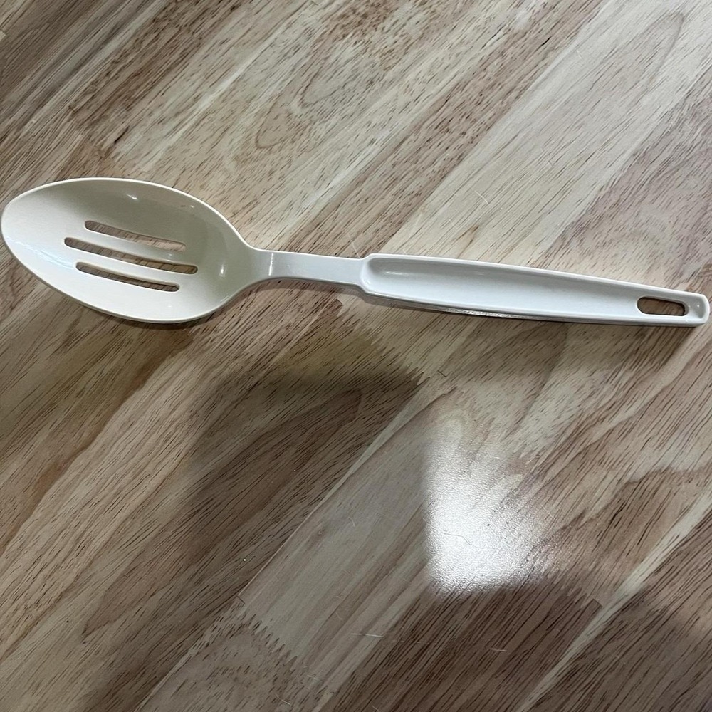 Vintage Ekco Tan Slotted Serving Spoon  11" Made in USA